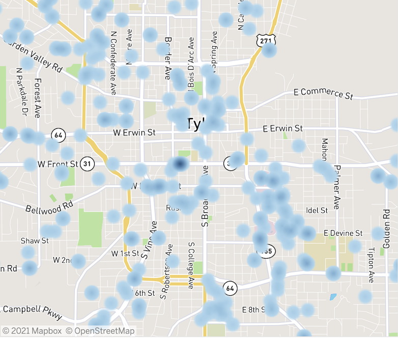 Tyler demand density heat map